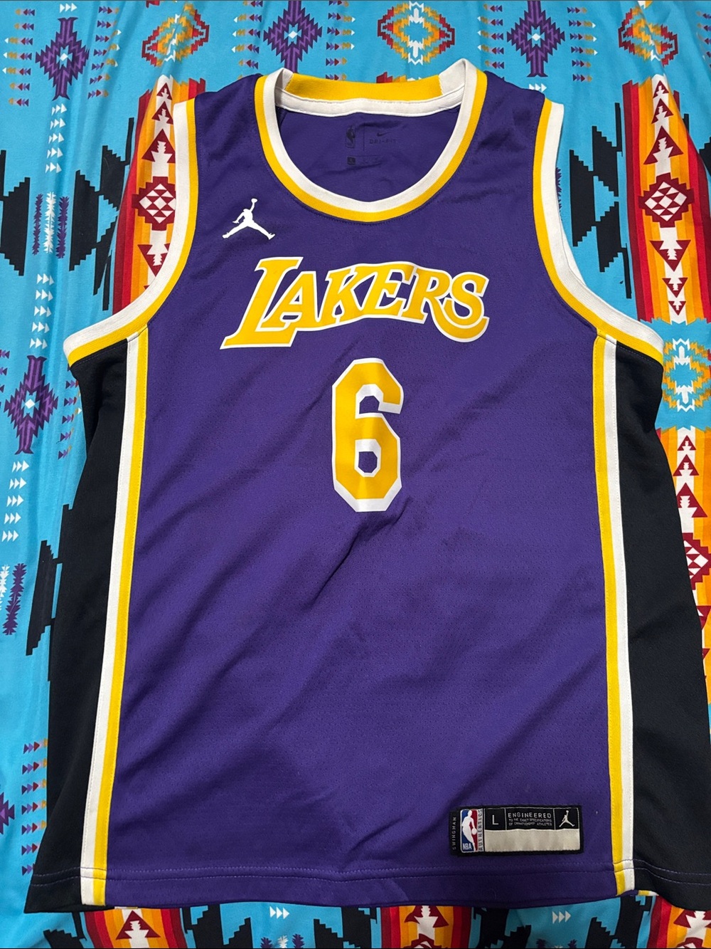 Jordan Los Angeles Lakers Purple and Gold #6 Jersey